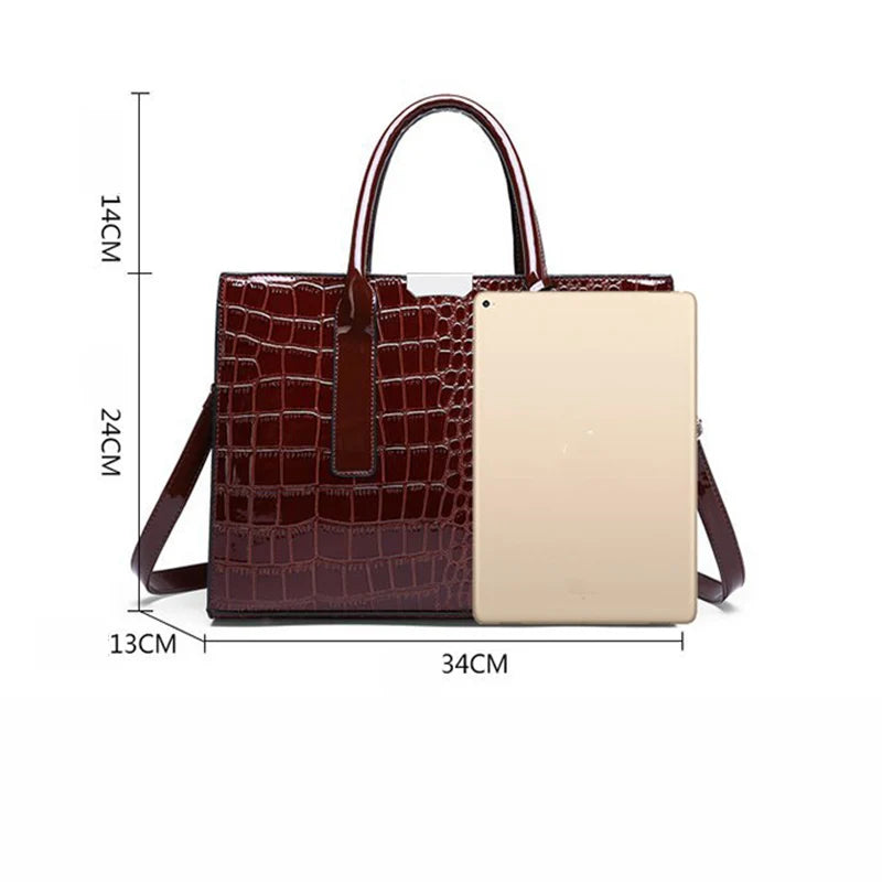 Crocodile Pattern Handle Bag Women PU Leather Handbag Large Capacity Shoulder Bag Brands Crossbody Bag Winter New Purse