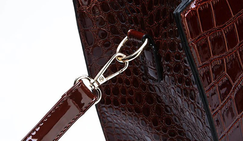 Crocodile Pattern Handle Bag Women PU Leather Handbag Large Capacity Shoulder Bag Brands Crossbody Bag Winter New Purse