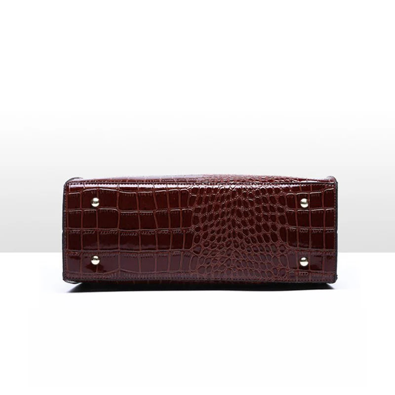Crocodile Pattern Handle Bag Women PU Leather Handbag Large Capacity Shoulder Bag Brands Crossbody Bag Winter New Purse