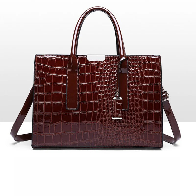 Crocodile Pattern Handle Bag Women PU Leather Handbag Large Capacity Shoulder Bag Brands Crossbody Bag Winter New Purse