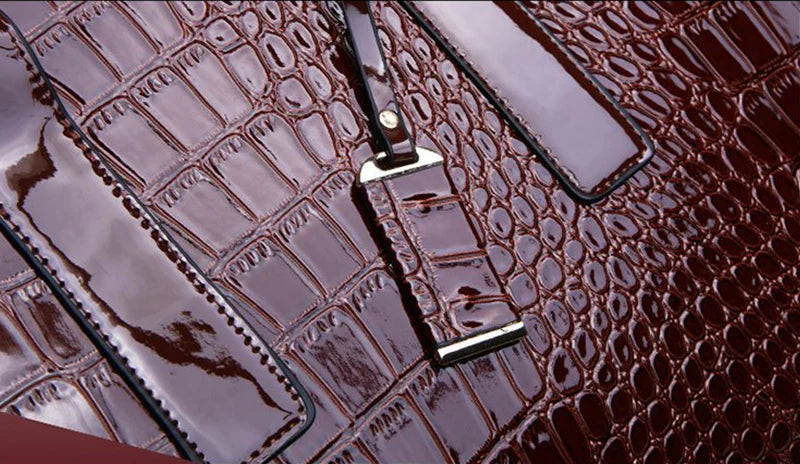 Crocodile Pattern Handle Bag Women PU Leather Handbag Large Capacity Shoulder Bag Brands Crossbody Bag Winter New Purse