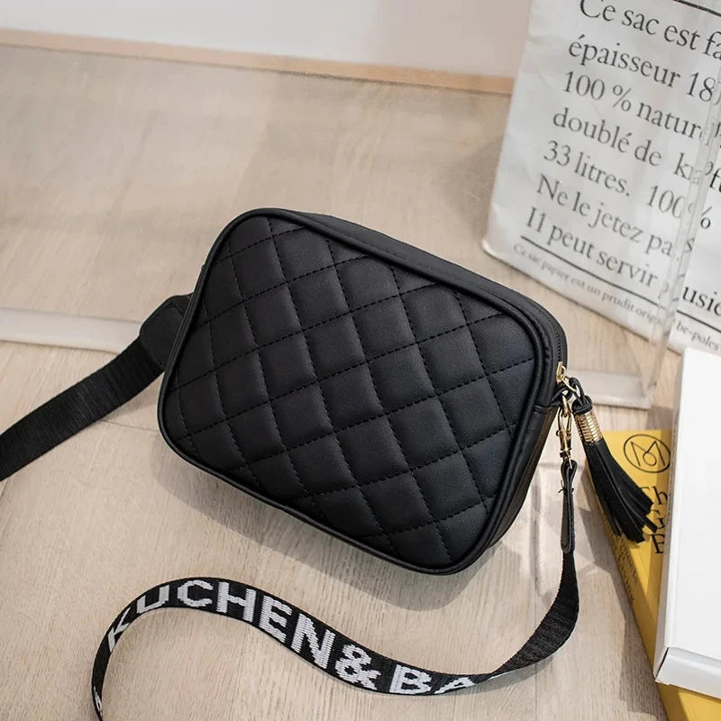 Fashion Hit Color Shoulder Bags for Women Female PU Leather Crossbody Messenger Bags Small Handbag Wide Strap Purse