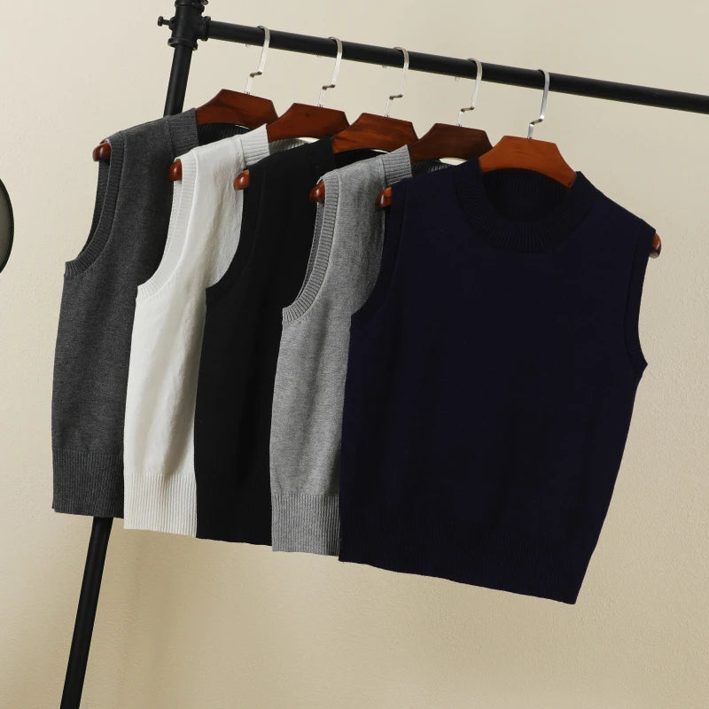 Tops Female Vest Clothing Blouse Preppy Style Aesthetic Sweater Sweaters Pullover Women Women's Warm Korean Padded Woman Knitted