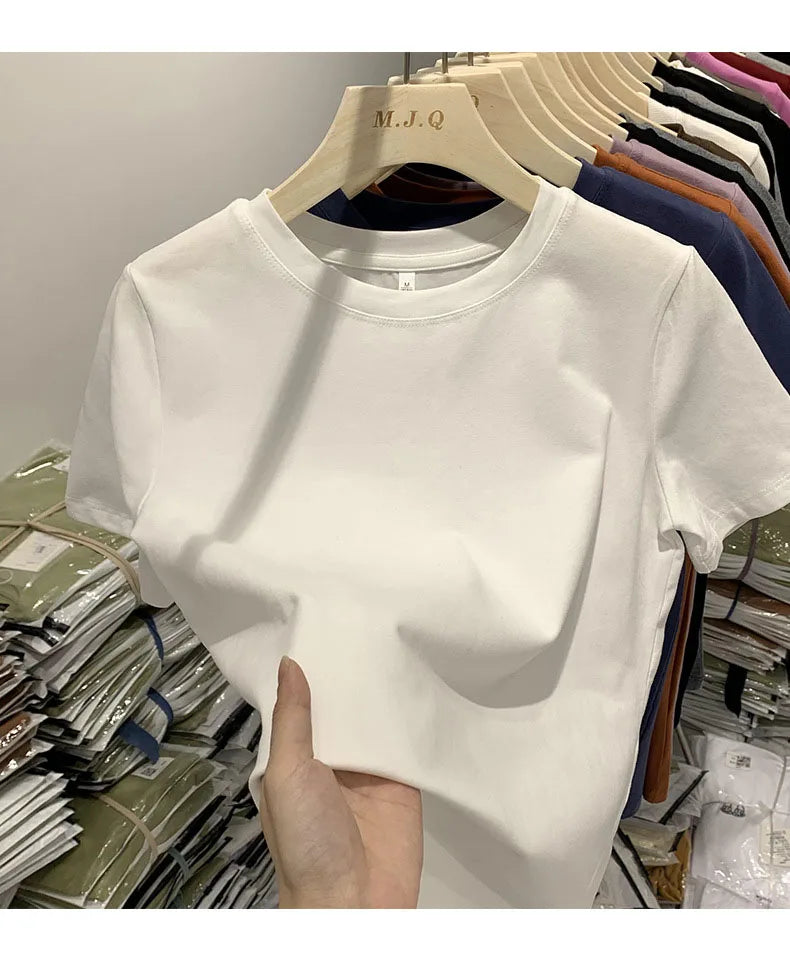 Camiseta de mujer, camiseta de niña, ropa de mujer, tops, camiseta femenina de manga corta, camiseta de primavera, camiseta sexy Y2k blanca