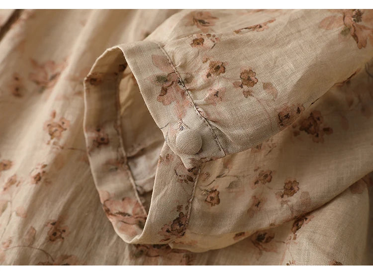 Blusas de estilo chino para mujer, de lino y algodón, de manga corta, holgadas y estampadas, ropa vintage para mujer, de verano, nuevas.