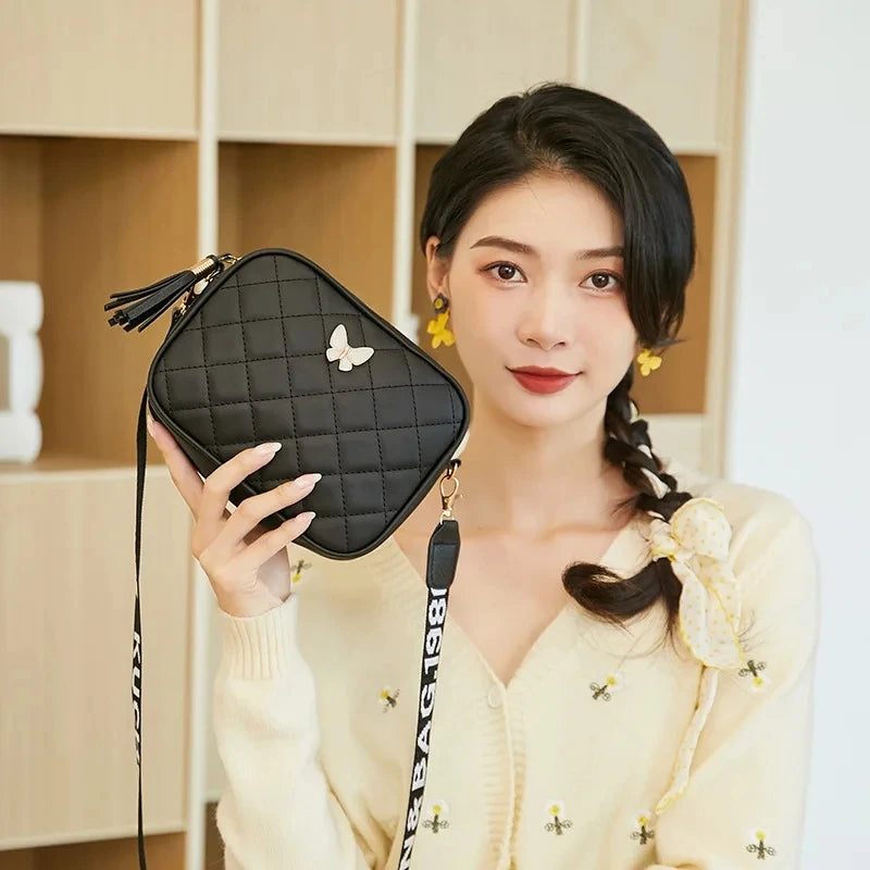 Fashion Hit Color Shoulder Bags for Women Female PU Leather Crossbody Messenger Bags Small Handbag Wide Strap Purse