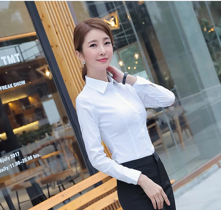 Camisas de mujer, blusas, camisa blanca de mujer, blusa de manga larga, blusas para mujer, blusas básicas OL, blusas 2024, ropa elegante de moda para mujer