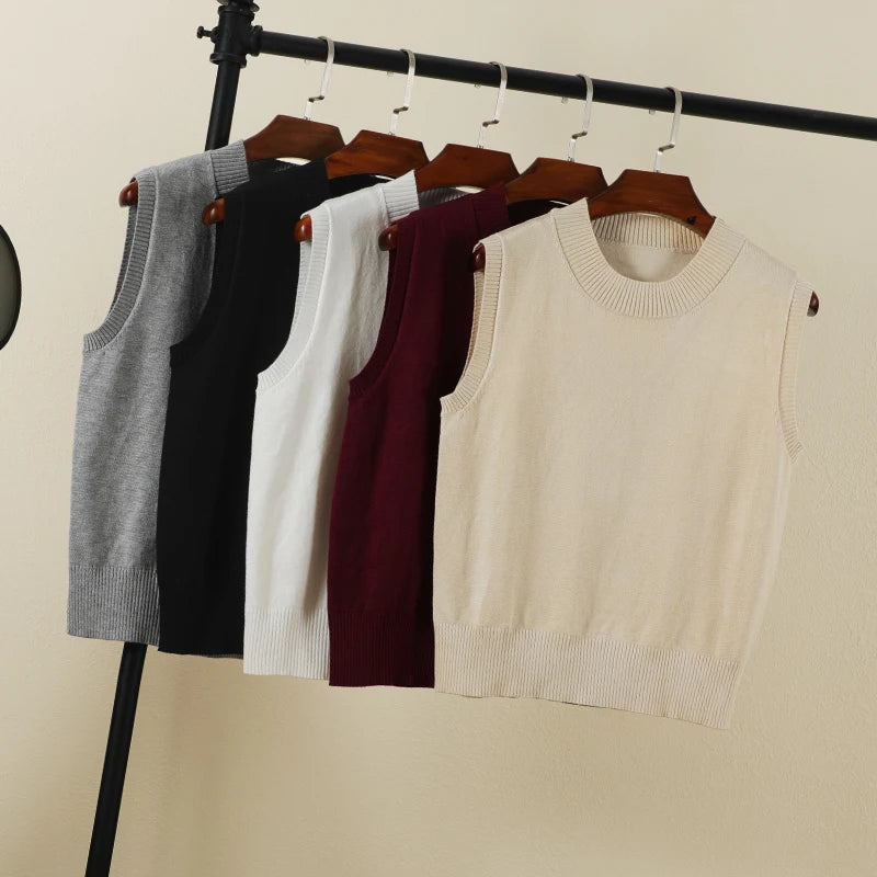 Tops Female Vest Clothing Blouse Preppy Style Aesthetic Sweater Sweaters Pullover Women Women's Warm Korean Padded Woman Knitted
