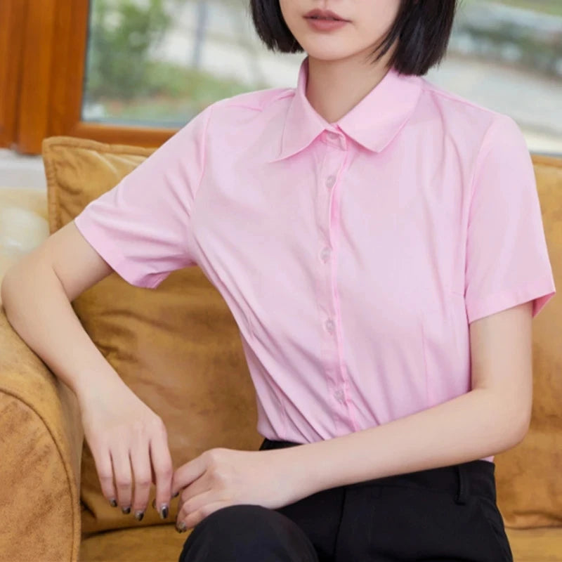 Blusas de moda para mujer 2024, cuello en V, manga corta, lisas, para el trabajo, blusas bonitas y económicas, ropa elegante para mujer.