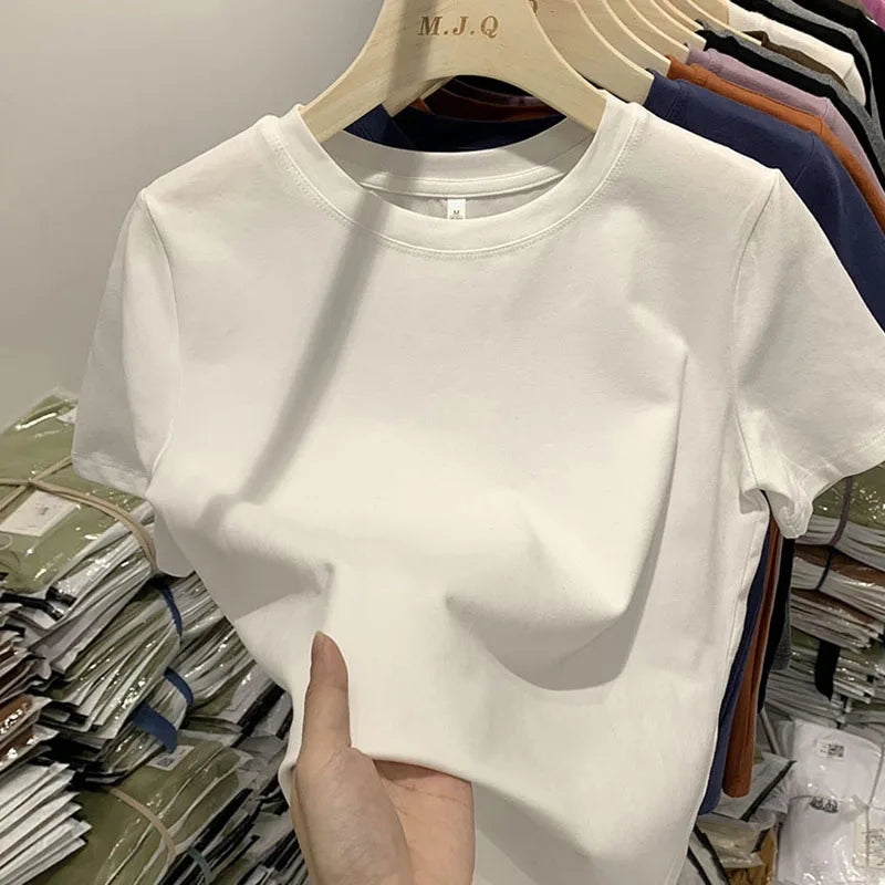 Camiseta de mujer, camiseta de niña, ropa de mujer, tops, camiseta femenina de manga corta, camiseta de primavera, camiseta sexy Y2k blanca