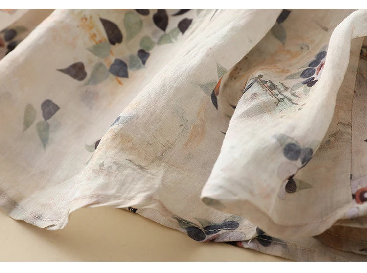 Blusas de estilo chino para mujer, de lino y algodón, de manga corta, holgadas y estampadas, ropa vintage para mujer, de verano, nuevas.
