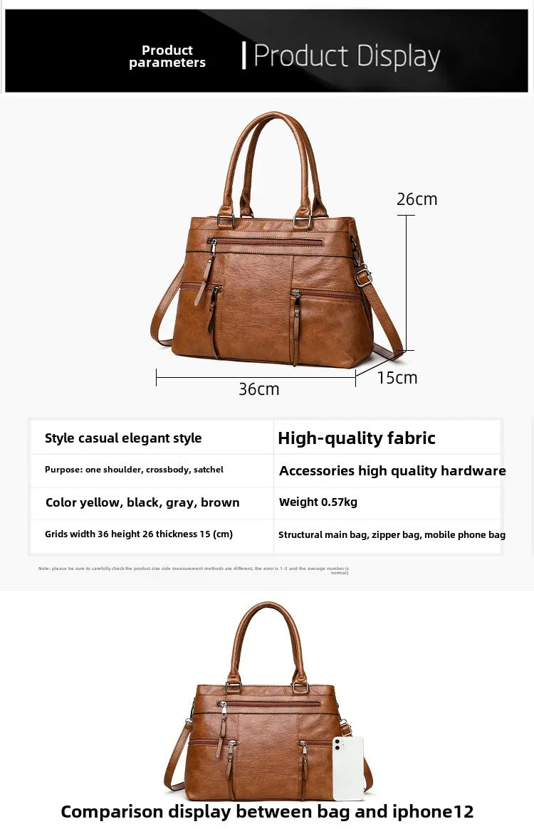 Elegant Handbag For Women High Quality Leather Top Handle Bags Purse Ladies Shoulder Crossbody Bag Casual Tote Bolso Marca Lujo