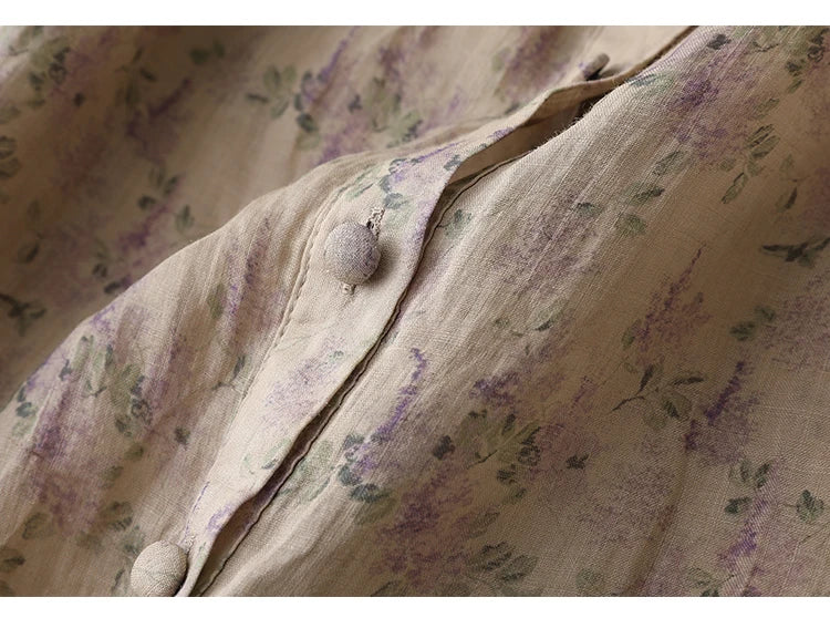 Blusas de estilo chino para mujer, de lino y algodón, de manga corta, holgadas y estampadas, ropa vintage para mujer, de verano, nuevas.