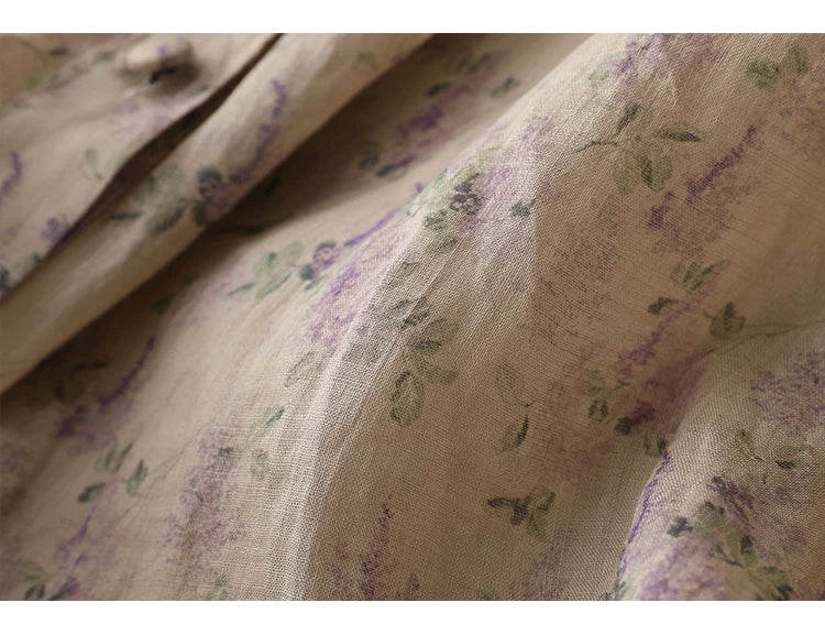 Blusas de estilo chino para mujer, de lino y algodón, de manga corta, holgadas y estampadas, ropa vintage para mujer, de verano, nuevas.
