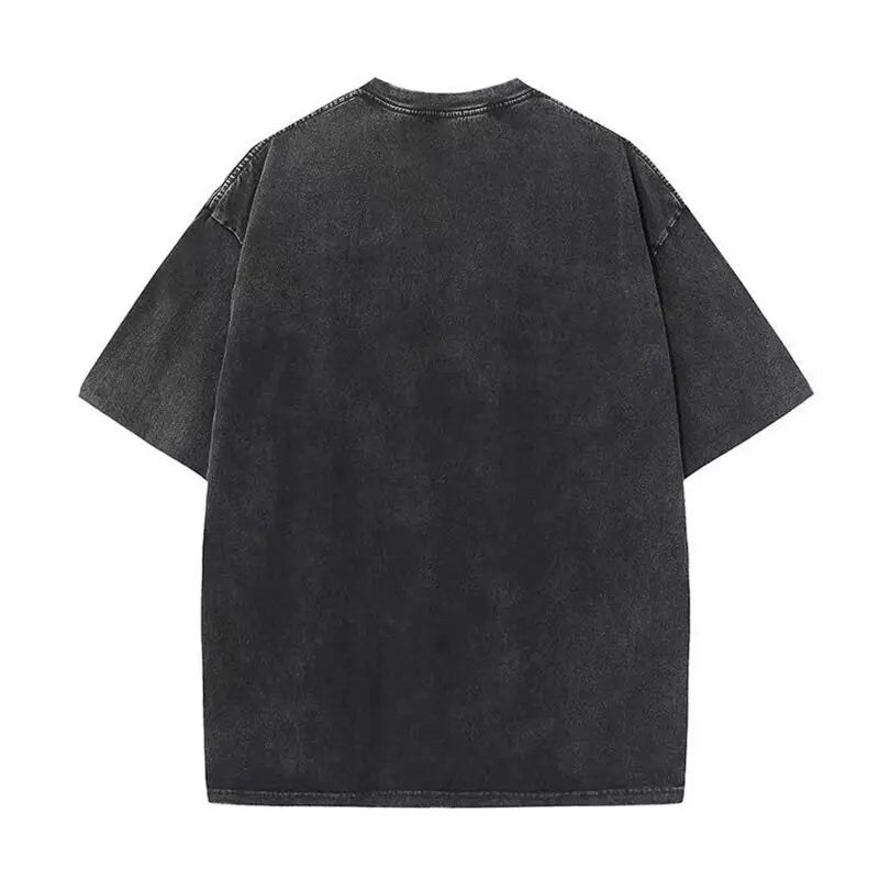 Women Casual Cotton Washed T-Shirt Wonderful Night Skeleton Butterfly Wave Printing Tops Fashion Oversize Street Female Clothing