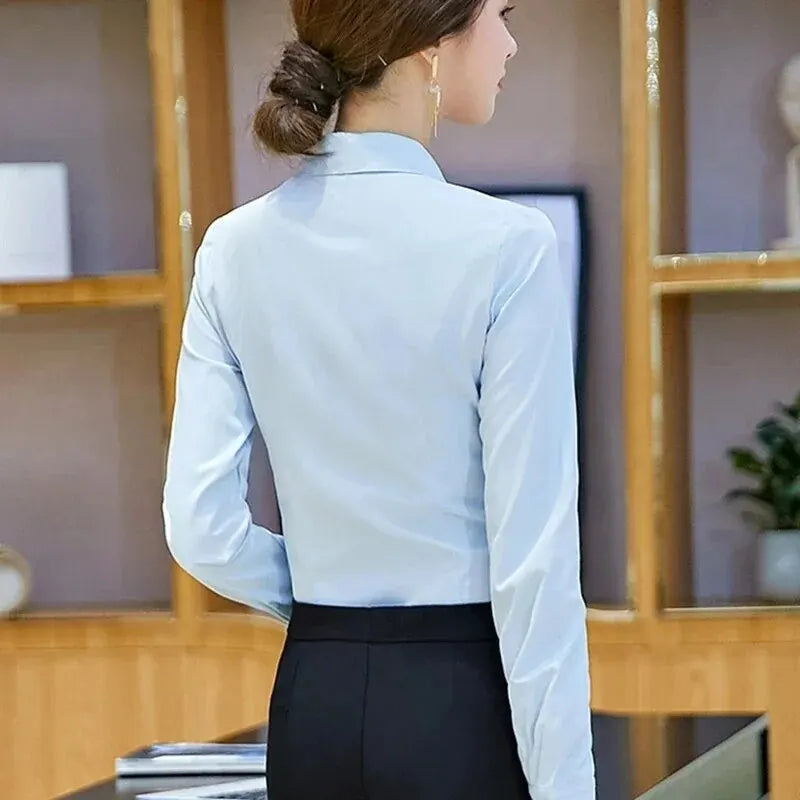 Camisas de mujer, blusas, camisa blanca de mujer, blusa de manga larga, blusas para mujer, blusas básicas OL, blusas 2024, ropa elegante de moda para mujer