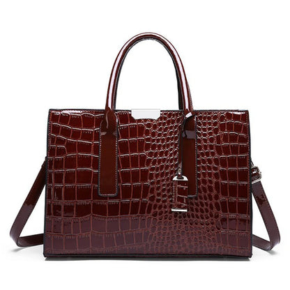 Bolso de mano con asa y estampado de cocodrilo para mujer, de piel sintética, de gran capacidad, bandolera de marca, para invierno, nuevo