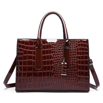 Bolso de mano con asa y estampado de cocodrilo para mujer, de piel sintética, de gran capacidad, bandolera de marca, para invierno, nuevo