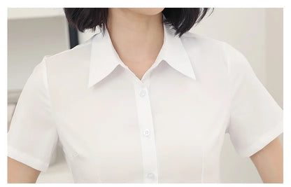 Fashion Woman Blouses 2024 V-neck Short Sleeve Solid Work Shirts Tops Pretty and Cheap Women's Blouse OL Elegant Female clothing