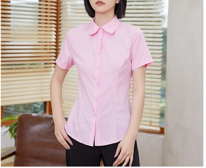 Fashion Woman Blouses 2024 V-neck Short Sleeve Solid Work Shirts Tops Pretty and Cheap Women's Blouse OL Elegant Female clothing