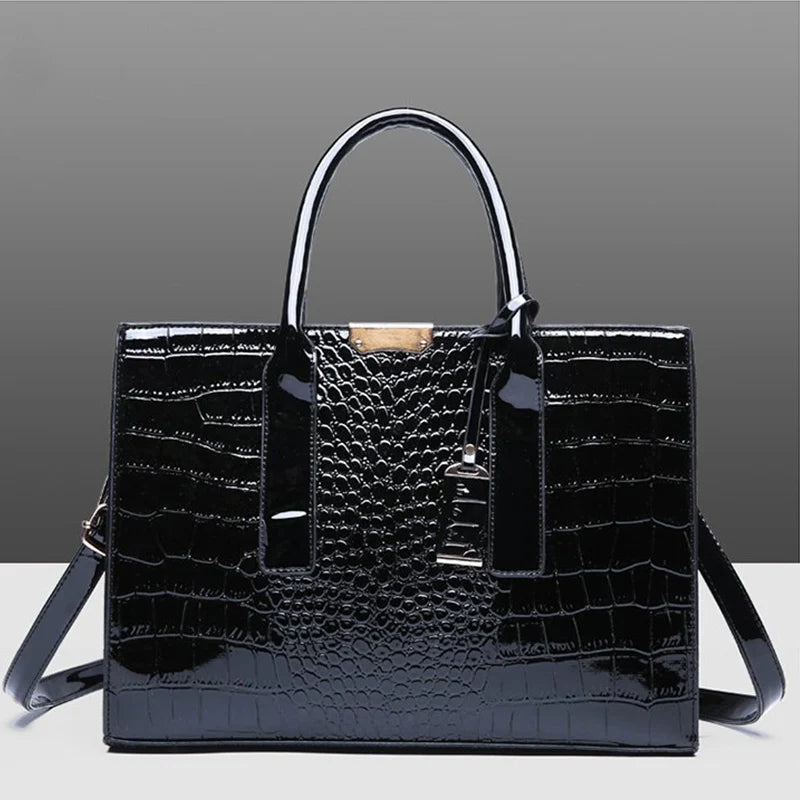 Bolso de mano con asa y estampado de cocodrilo para mujer, de piel sintética, de gran capacidad, bandolera de marca, para invierno, nuevo