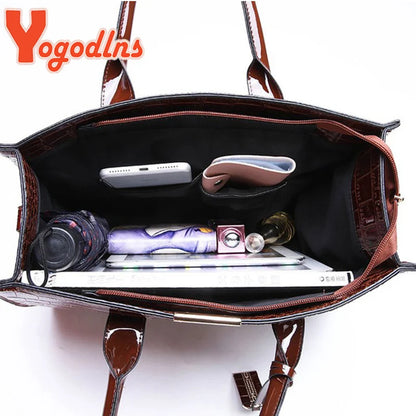 Bolso de mano con asa y estampado de cocodrilo para mujer, de piel sintética, de gran capacidad, bandolera de marca, para invierno, nuevo