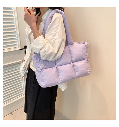 Bolsos de mano para mujer, bolso acolchado a cuadros, estilo retro, moderno, a cuadros, impermeable, de color liso, para invierno, suave, de gran capacidad.