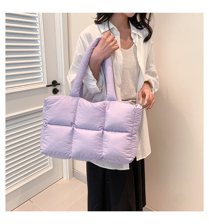 Bolsos de mano para mujer, bolso acolchado a cuadros, estilo retro, moderno, a cuadros, impermeable, de color liso, para invierno, suave, de gran capacidad.