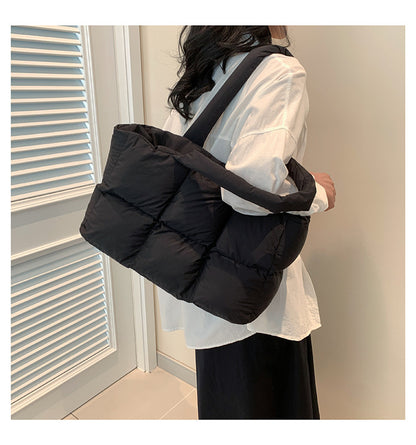 Bolsos de mano para mujer, bolso acolchado a cuadros, estilo retro, moderno, a cuadros, impermeable, de color liso, para invierno, suave, de gran capacidad.