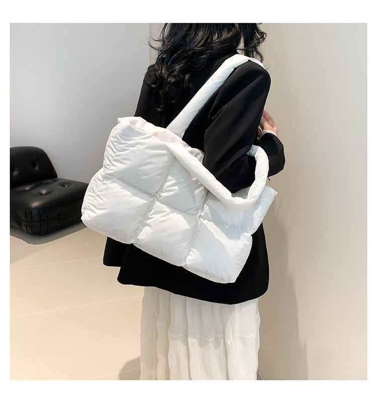 Bolsos de mano para mujer, bolso acolchado a cuadros, estilo retro, moderno, a cuadros, impermeable, de color liso, para invierno, suave, de gran capacidad.
