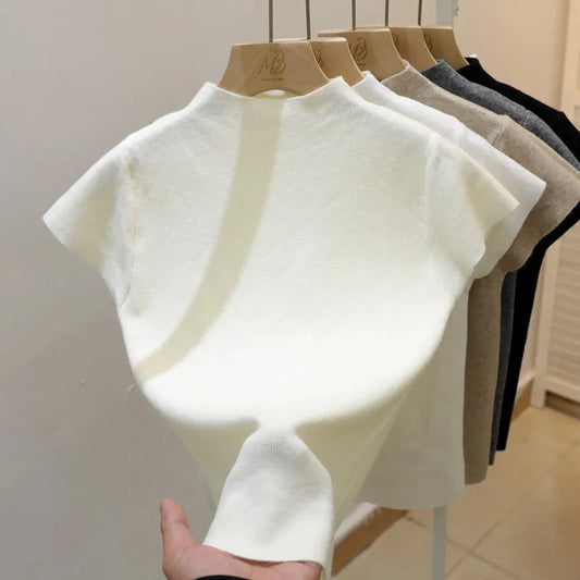 Woman Clothing Short Sleeve T-shirt Slim Fit Tops Female O-Neck Knitted Sheath Tee Shirt Street Wear Sex Sporty 2025 Y2K New