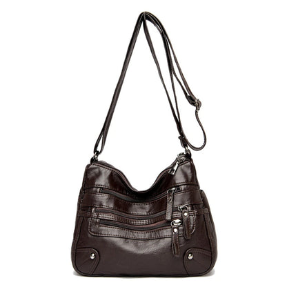 Bolso de hombro para mujer, de PU, versátil, de doble capa, gran capacidad, sencillo, estilo retro, con herrajes de alta calidad, bandolera para mujer.