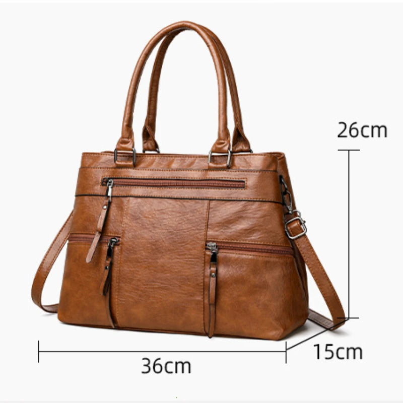Elegant Handbag For Women High Quality Leather Top Handle Bags Purse Ladies Shoulder Crossbody Bag Casual Tote Bolso Marca Lujo
