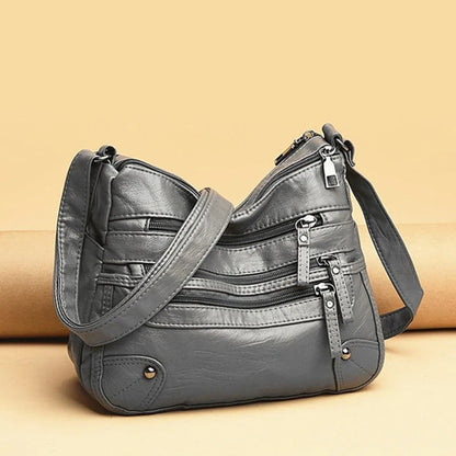 Bolso de hombro para mujer, de PU, versátil, de doble capa, gran capacidad, sencillo, estilo retro, con herrajes de alta calidad, bandolera para mujer.
