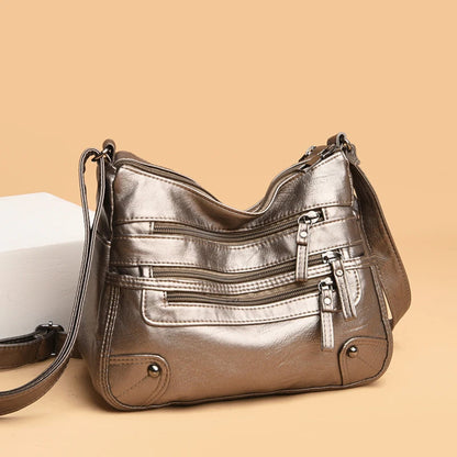 Bolso de hombro para mujer, de PU, versátil, de doble capa, gran capacidad, sencillo, estilo retro, con herrajes de alta calidad, bandolera para mujer.