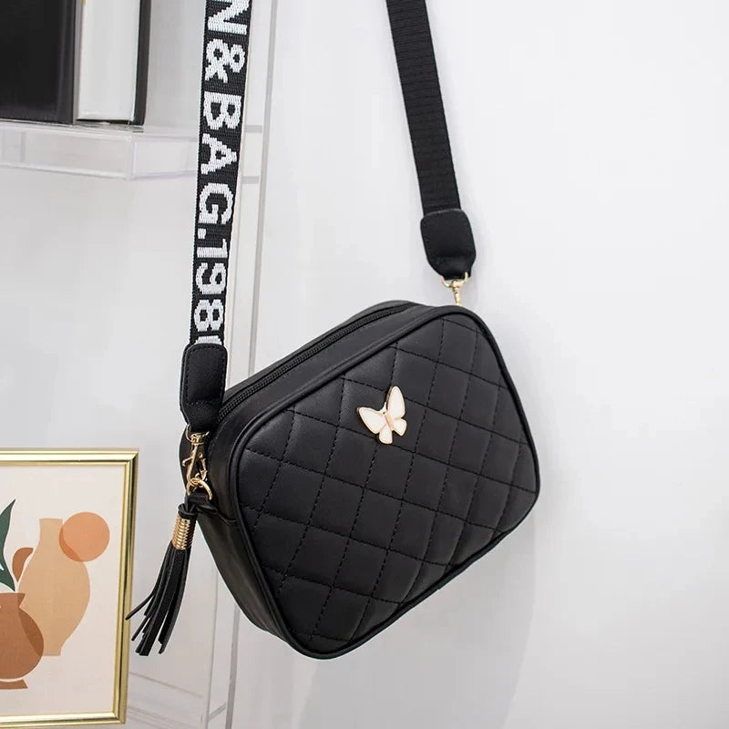 Bolsos de hombro de moda para mujer, de piel sintética, tipo bandolera, pequeños, con correa ancha