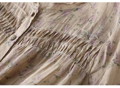 Women's Chinese Style Blouses, Cotton Linen, Short Sleeve, Print Loose Top, Vintage Ladies Clothing, Summer, New