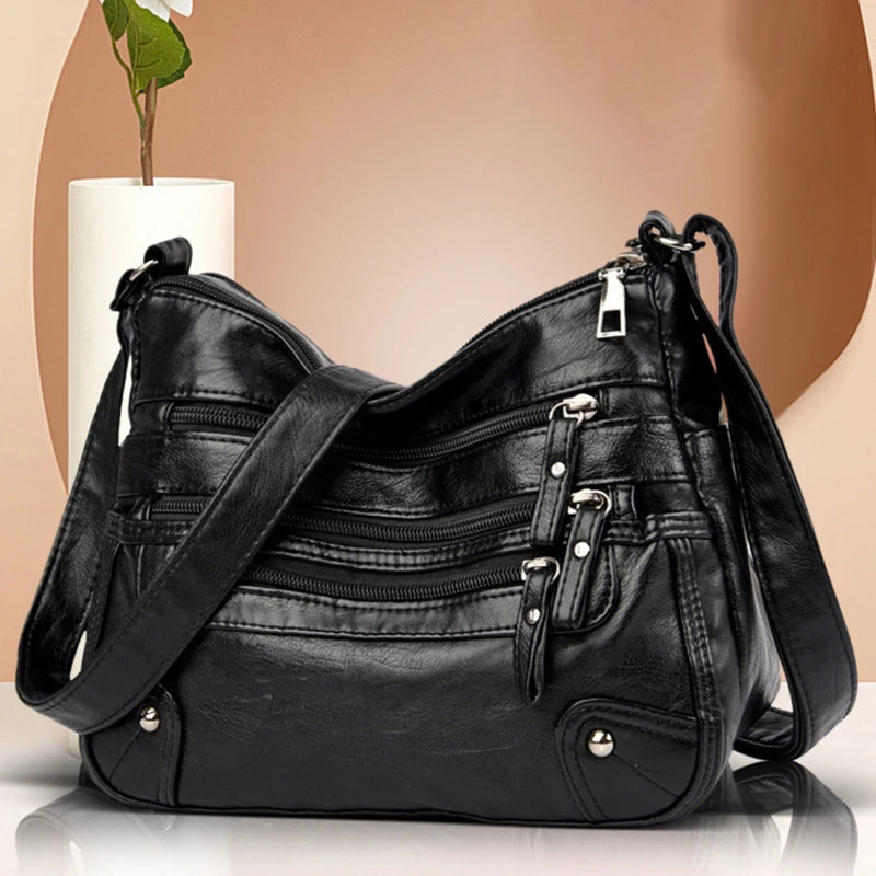 Bolso de hombro para mujer, de PU, versátil, de doble capa, gran capacidad, sencillo, estilo retro, con herrajes de alta calidad, bandolera para mujer.