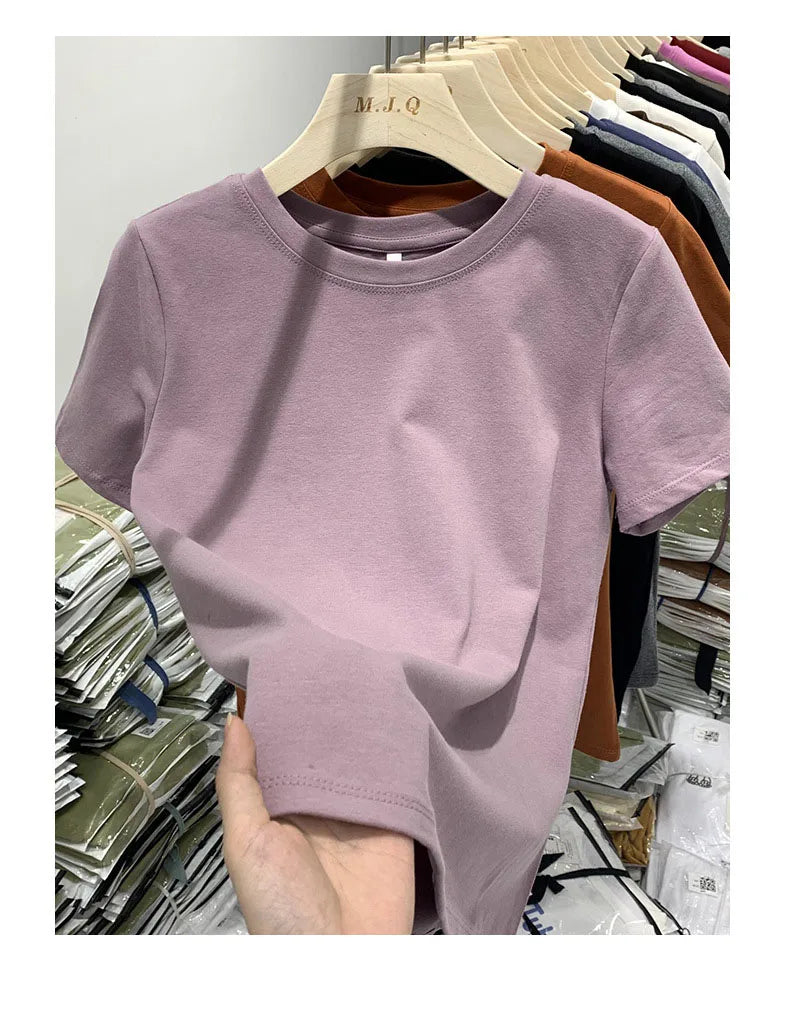 Women T Shirt Girls T-Shirt Woman Clothes Tops  Tshirt Female Short Sleeve Spring Tee Sexy Y2k Top White