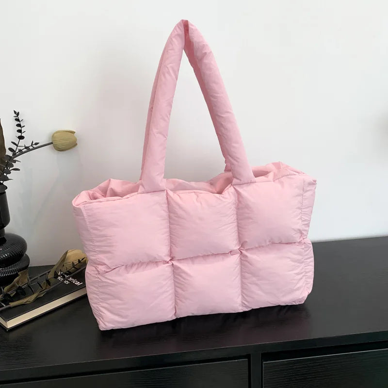 Bolsos de mano para mujer, bolso acolchado a cuadros, estilo retro, moderno, a cuadros, impermeable, de color liso, para invierno, suave, de gran capacidad.