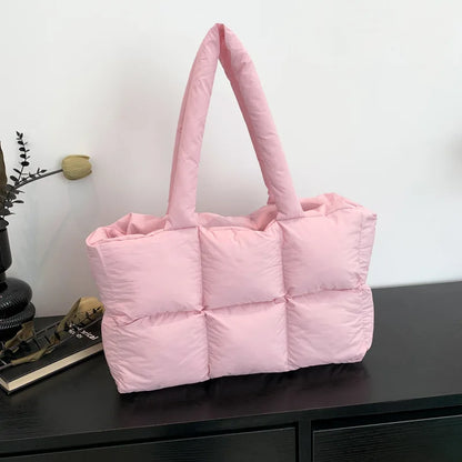 Bolsos de mano para mujer, bolso acolchado a cuadros, estilo retro, moderno, a cuadros, impermeable, de color liso, para invierno, suave, de gran capacidad.