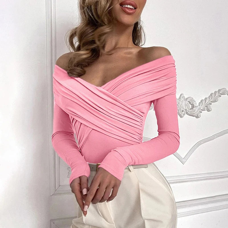 Body sexy rojo de primavera para mujer, con espalda descubierta, corsé liso, ajustado, cruzado, de manga larga, informal, de punto