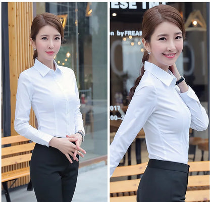 Women Shirts Blouses Women White Shirt Long Sleeve Blouse Female Tops OL Basic Shirt Blouses 2024 Fashion Elegant Woman Clothing