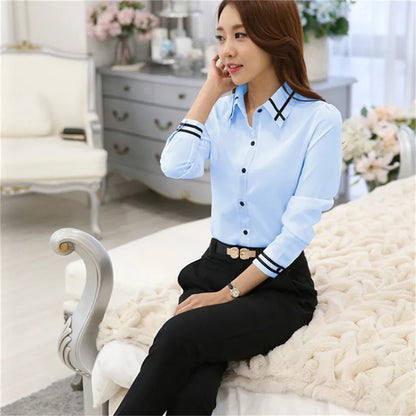 Camisa de oficina para mujer, blusa ajustada de gasa, camisas casuales de manga larga, blusas de estilo moderno para mujer, ropa, blusas