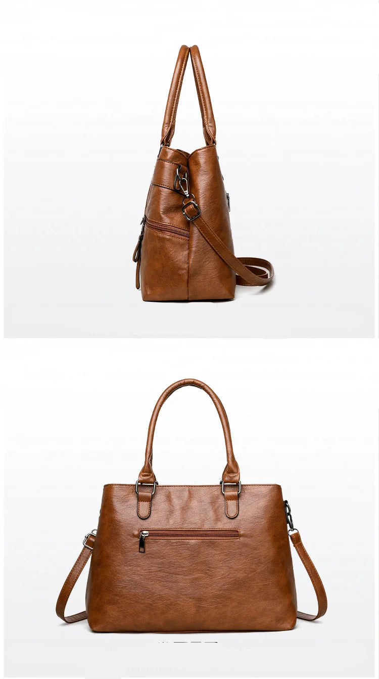 Elegant Handbag For Women High Quality Leather Top Handle Bags Purse Ladies Shoulder Crossbody Bag Casual Tote Bolso Marca Lujo