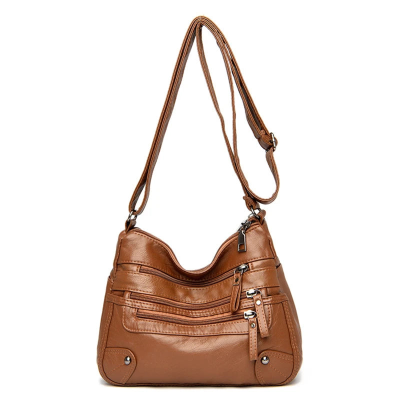 Bolso de hombro para mujer, de PU, versátil, de doble capa, gran capacidad, sencillo, estilo retro, con herrajes de alta calidad, bandolera para mujer.