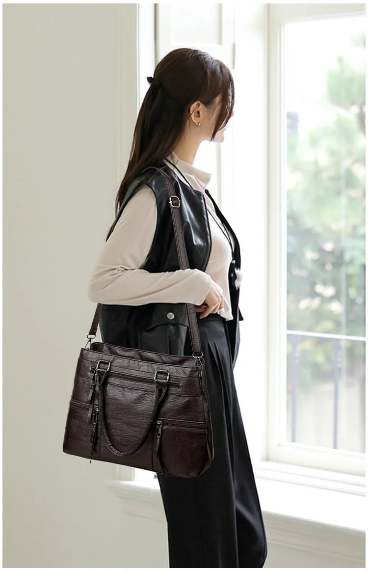 Elegant Handbag For Women High Quality Leather Top Handle Bags Purse Ladies Shoulder Crossbody Bag Casual Tote Bolso Marca Lujo