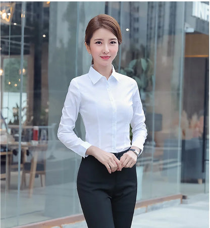Women Shirts Blouses Women White Shirt Long Sleeve Blouse Female Tops OL Basic Shirt Blouses 2024 Fashion Elegant Woman Clothing