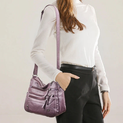 Bolso de hombro para mujer, de PU, versátil, de doble capa, gran capacidad, sencillo, estilo retro, con herrajes de alta calidad, bandolera para mujer.