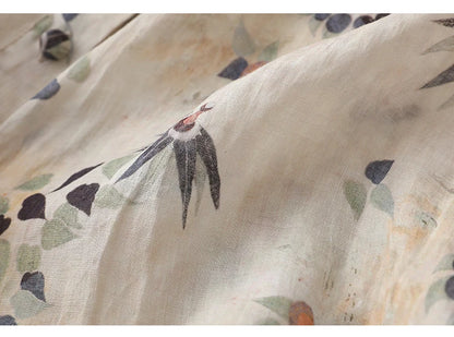 Women's Chinese Style Blouses, Cotton Linen, Short Sleeve, Print Loose Top, Vintage Ladies Clothing, Summer, New